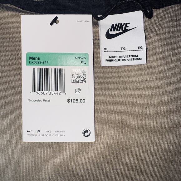 NWT Nike Tech XL Fleece Full Zip Sweatshirt Jacket Khaki Tan Hooded DX0822-247 - Picture 5 of 8
